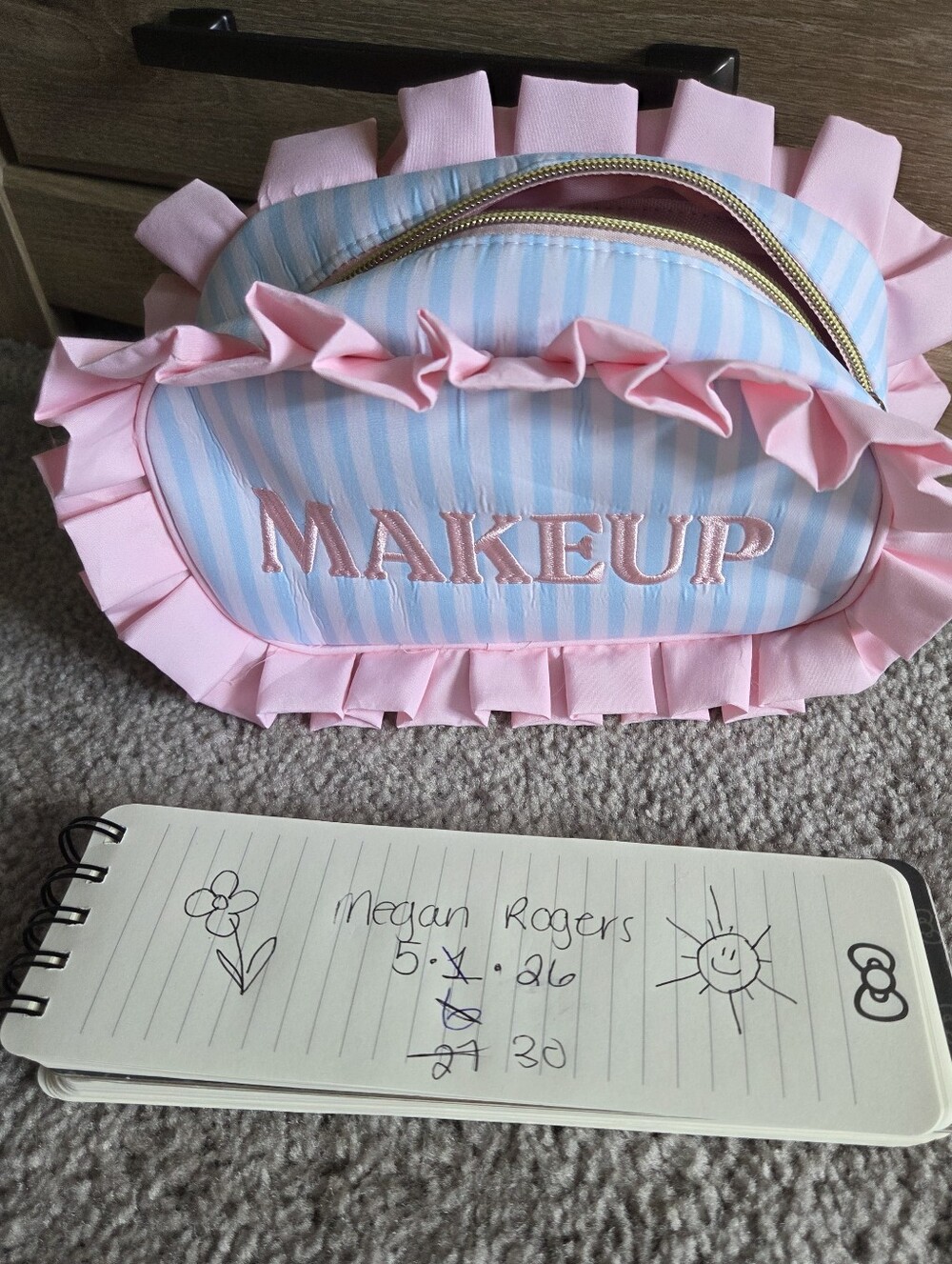 Makeup Bag with Pink Ruffles